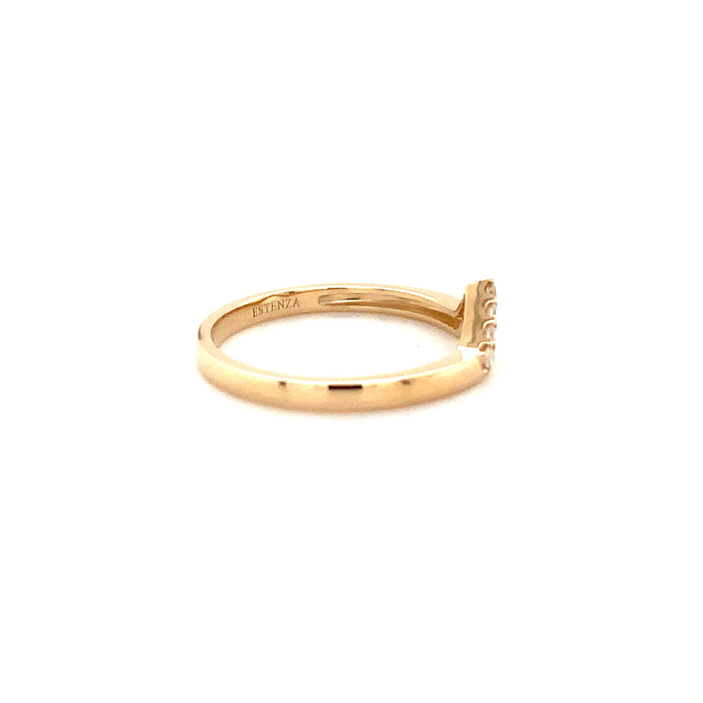 stackable "v" shaped diamond band set in 14 kt yellow gold  0.10 cts t.w.