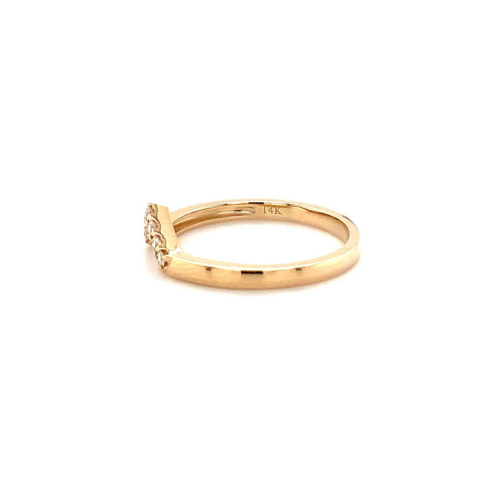stackable "v" shaped diamond band set in 14 kt yellow gold  0.10 cts t.w.