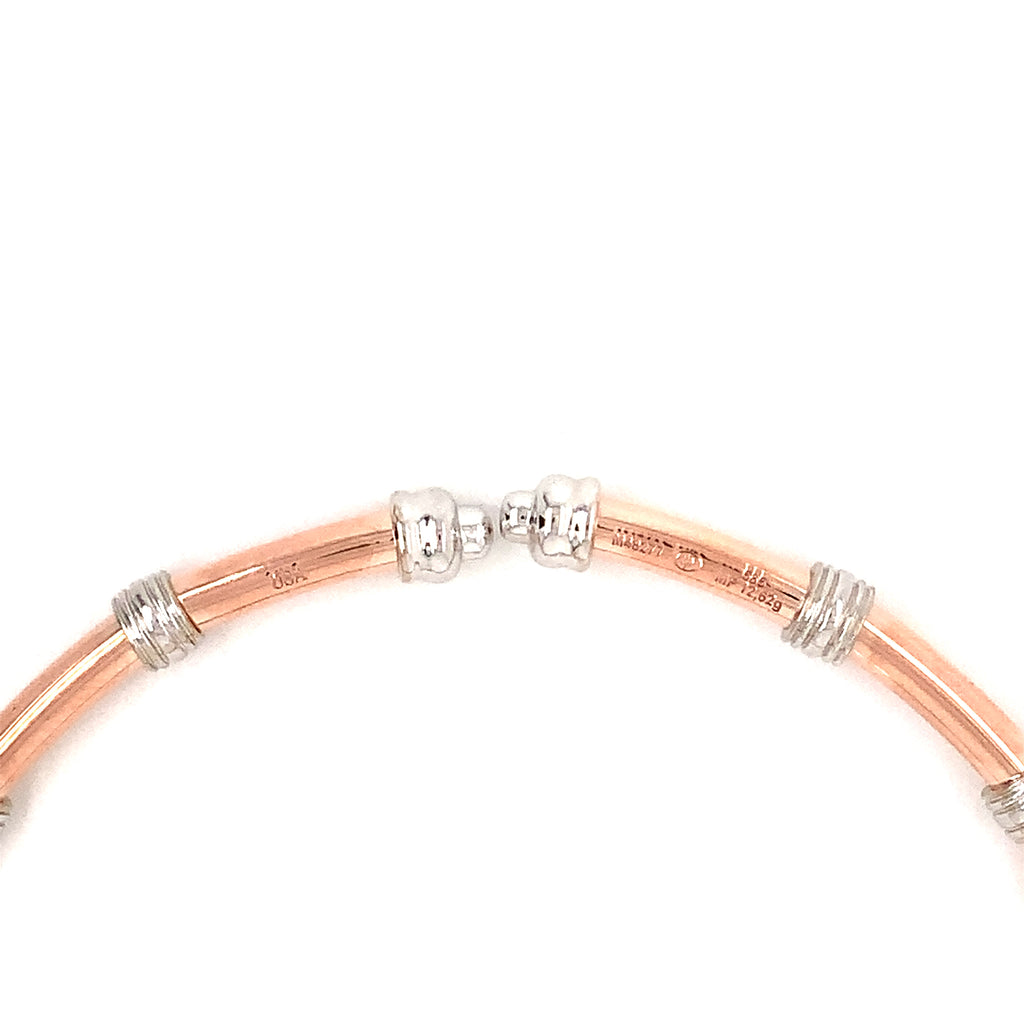 christopher designs flexi diamond memory cuff collection 14 kt  rose and w gold rondell design