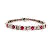 modern gem quality burmese ruby and diamond bracelet set in 18k white gold