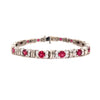 modern gem quality burmese ruby and diamond bracelet set in 18k white gold
