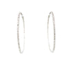 roman + jules  two inch diameter round diamond hoops set in 14k white gold post with locking back