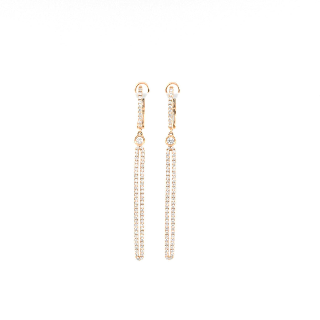 long deco design dangle diamond earrings 18k rose gold