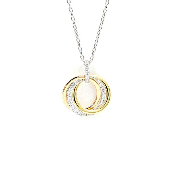 tri color 18 kt gold diamond circle pendant