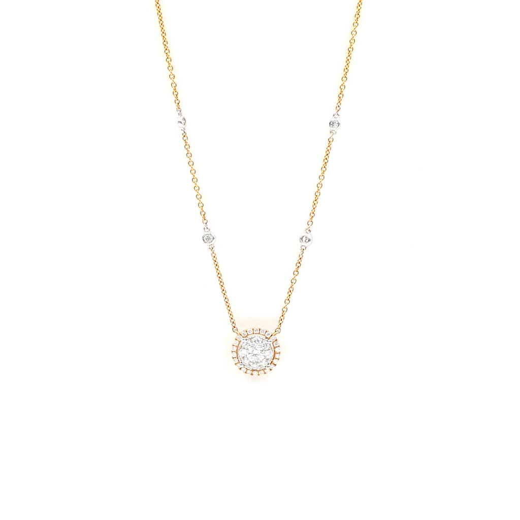 diamond circle necklace 0.44 ctw 18" adjustable chain 14k rose gold