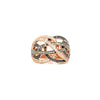 six intertwined rows of paved black, chocolate and white diamond ring 14 karat rose gold 0.95 cts t.w.