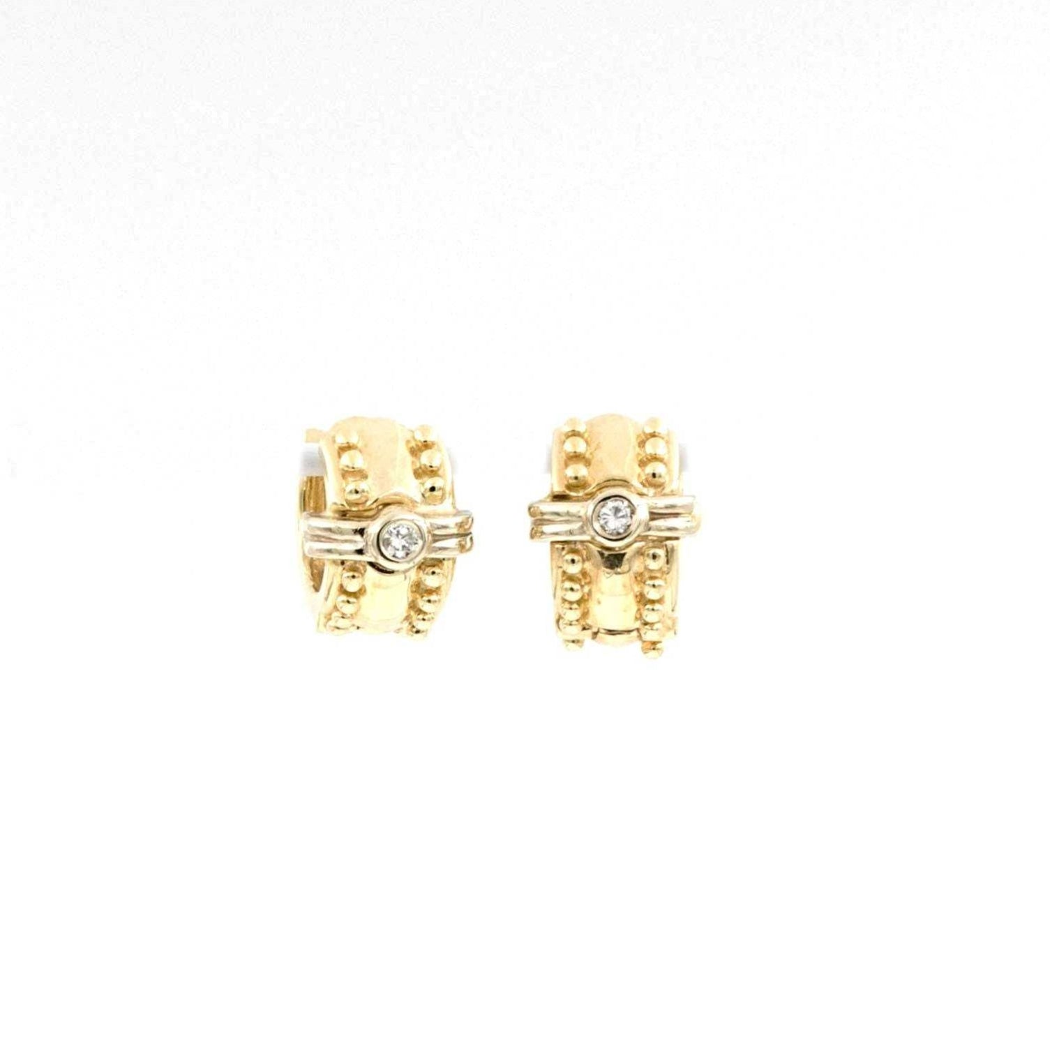 Beaded Bezel Set Diamond Huggie Earring 14K Yellow Gold | Blacy's Fine ...