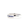 blue sapphire princess cut and round brilliant cut diamond band 18k white gold