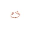 double triangular negative space diamond ring set in 14 kt rose gold.