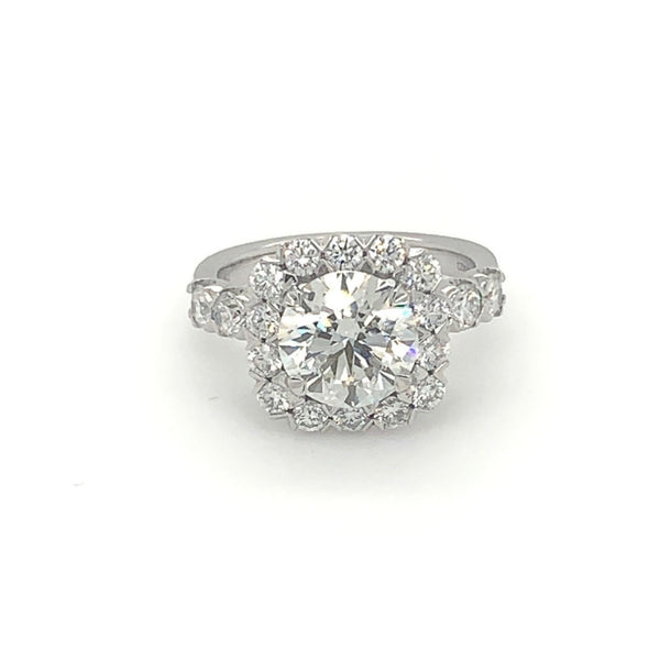 Christopher Designs Cushion Halo Diamond Ring, 18K White Gold,  Center Stone 2.52cts Triple EX Stone | Blacy's Fine Jewelers