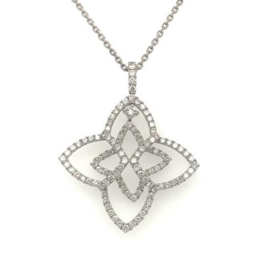 star shaped diamond pendant with articulating center 112 round brilliant diamonds equals 1.58ctw 14k white gold