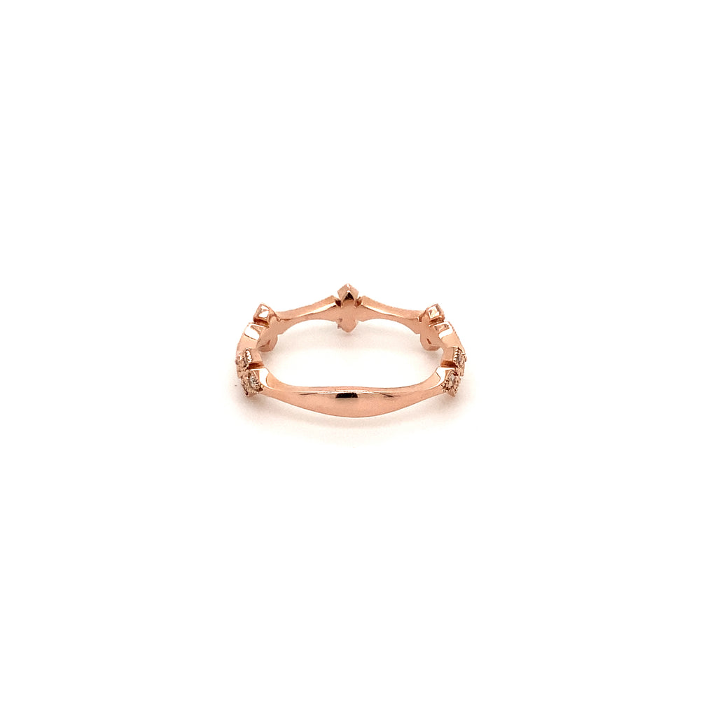 stackable fancy beaded avril  shaped diamond band set  in 14 kt rose gold.