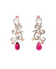 pink tourmaline, padparasha, fancy yellow and white diamond lavalier drop statement earrings.