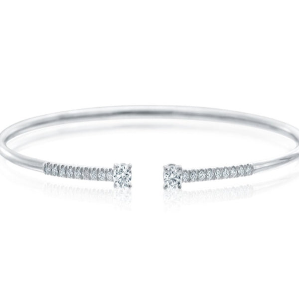 A. Link Diamond Bangle Cuff 18K White Gold 20 Round Diamond 0.48 ctw | Blacy's Fine Jewelers