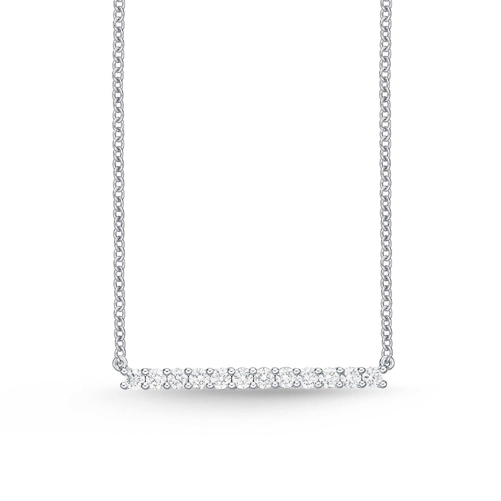 Memoire Classic Bar Necklace 12 Round Brilliant Diamonds Equal 0.29 ctw 18K White Gold | Blacy's Fine Jewelers