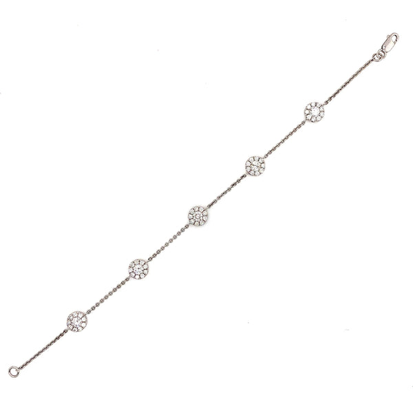 double sided diamond halo chain link bracelet set in 18k white gold 2.29 cts tw