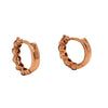 diamond huggie hoop earrings 18k rose gold 5 stones shared prong design