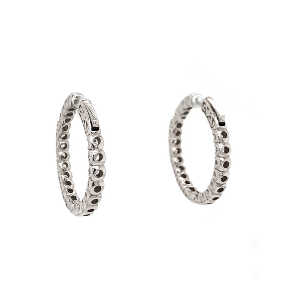 inside and outside diamond hoop earrings 2.60 ctw 18k white gold
