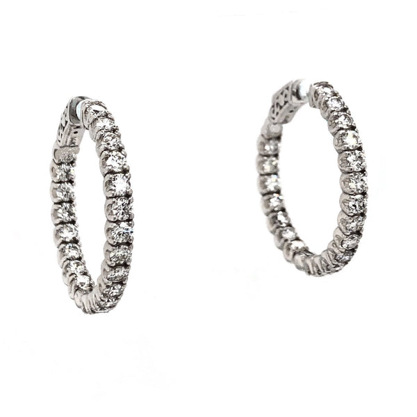 inside and outside diamond hoop earrings 2.60 ctw 18k white gold