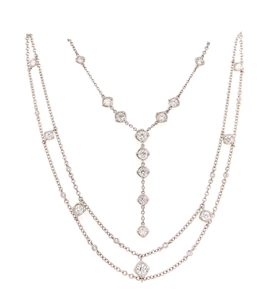 a link collection metropolitan forevermark 11 diamond lariat necklace in 18 kt white gold 1.02cts t.w.
