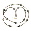 cultured tahitian black pearl and pyrite beads 34 inch necklace.