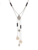 mastoloni pearl pavée diamond lariat with black onyx necklace 18k white gold