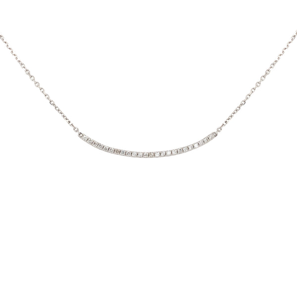 curved bar pendant 24 diamonds 0.16 ctw 18k white gold with 18 inch adjustable chain