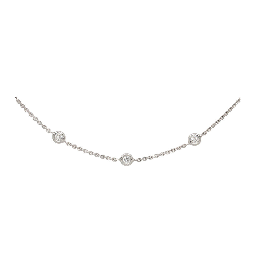 diamonds by the yard necklace with 18 stations round brilliant diamonds 1.00 ctw 18k white gold