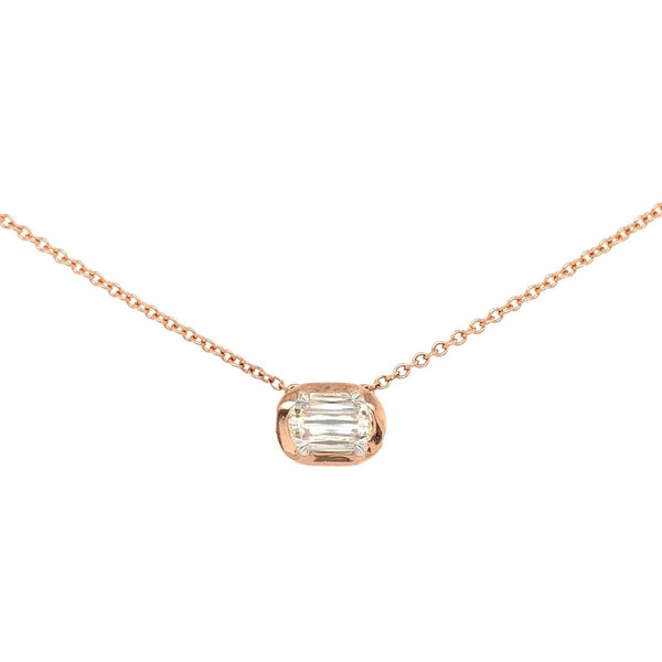 christopher designs l'amour crisscut®  diamond solitaire necklace 14k rose gold