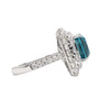 blue zircon gem quality and diamond 2 row halo statement ring 18 kt white gold