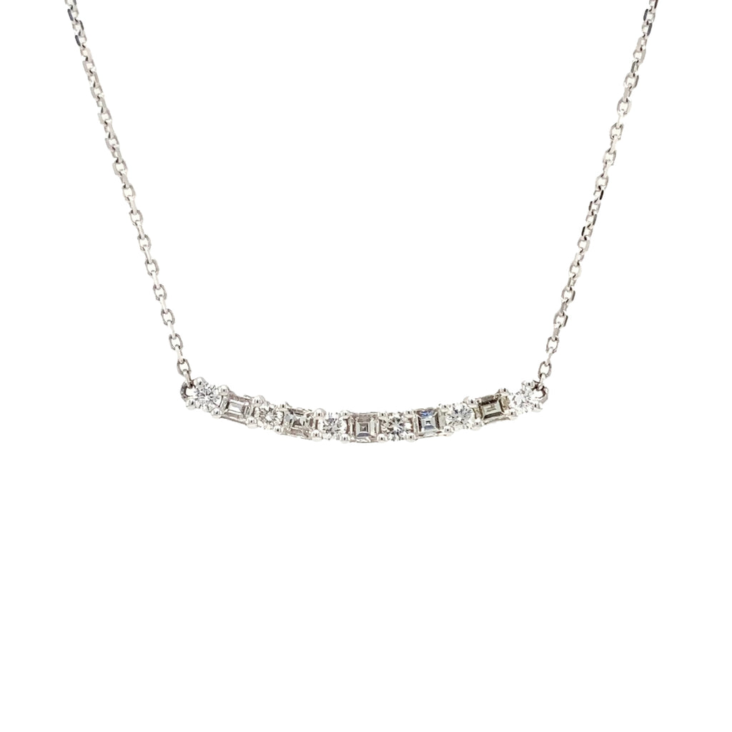18K White Gold Diamond Bar Necklace