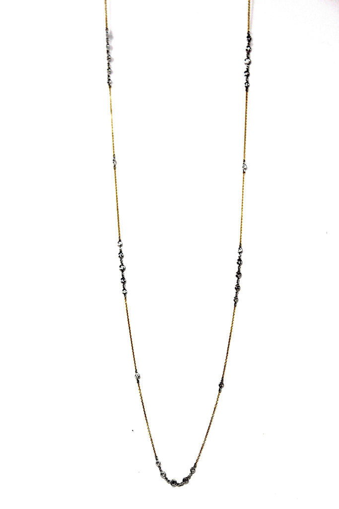 A. Link Adjustable 36” Diamond Necklace Chain, 18K Two Tone Gold with 41 Round Diamonds | Blacy's Fine Jewelers