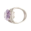 lavender amethyst and diamond ring in 18 kt white gold.