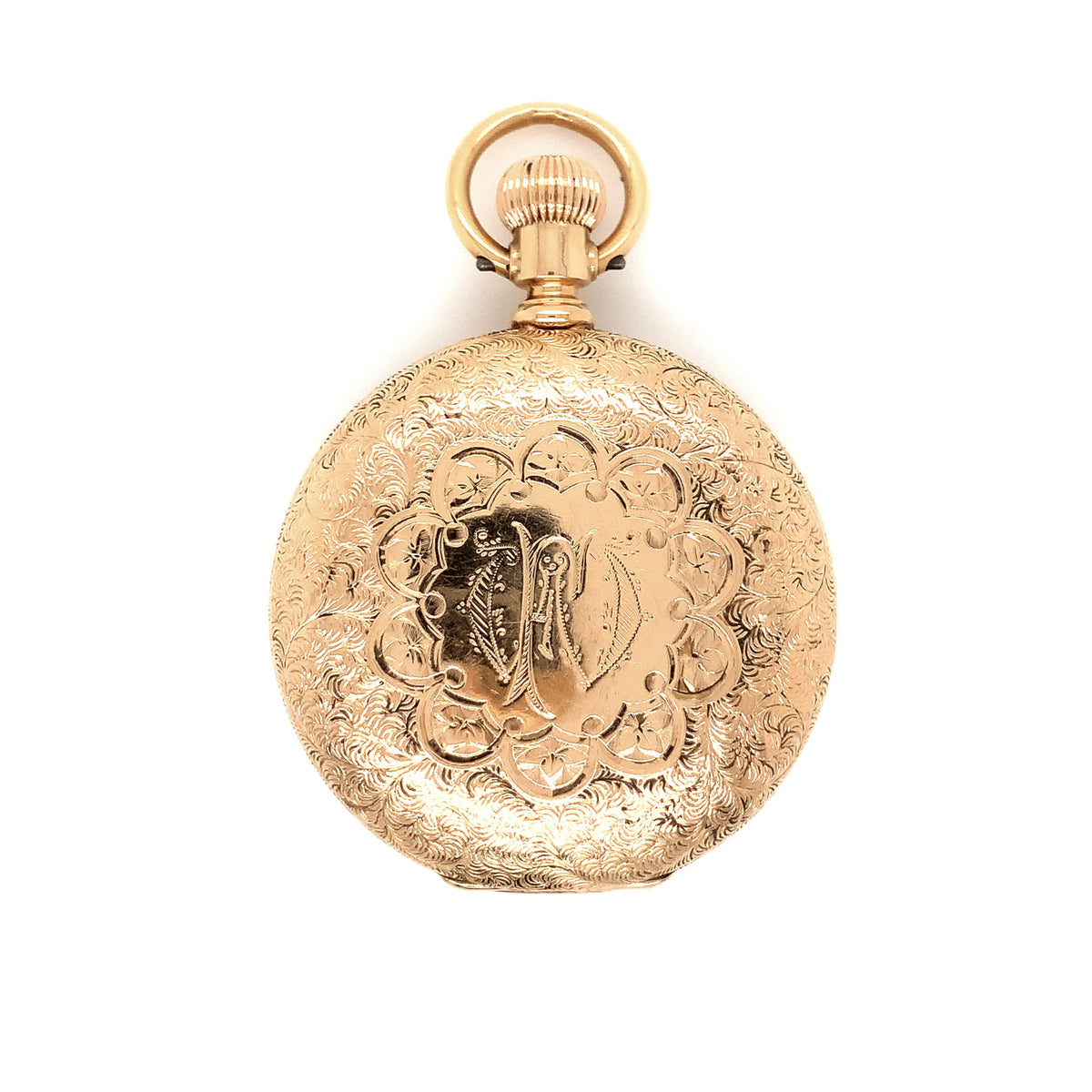 Antique W Waltham Diamond 40 mm Pocket Watch Hand Engraved in