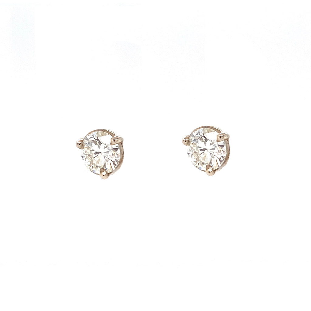 diamond stud earrings martini setting 1.20 cts 14k white gold