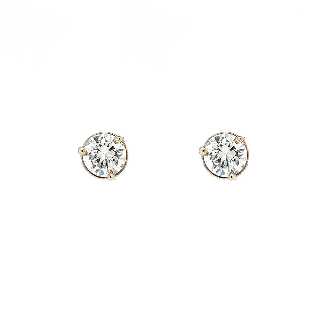 diamond studs post earring 0.55 cts 3 prong martini setting 14k white gold