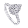 0.84ct Christopher Designs L' Amour Crisscut Pear 0.84ct Diamond Ring on 18K White Gold featuring a halo of 26 DIamonds 0.70ctw | Blacy's Fine Jewelers