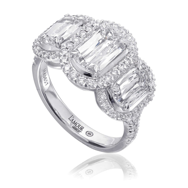 Christopher Designs 3 L'Amour Crisscut stone Halo Diamond Ring in 18K White Gold 1.16ctw Crisscut Diamonds | Blacy's Fine Jewelers