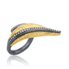 Lika Behar 24K Laureir Fusion Gold Leaf and Oxidized Sterling Silver Veind Ring 0.18 ctw | Blacy's Vault