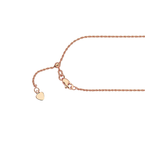 midas chain collection 14k pink gold adjustable diamond cut 22" rope  chain