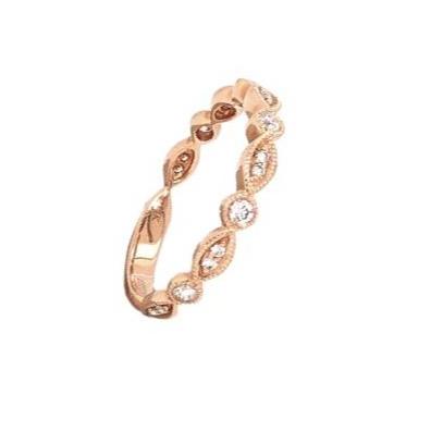 marquise and round stackable band round brilliant diamonds 0.20ctw 14k rose gold