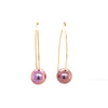 freshwater cultured pearl earrings bronze purple in color on handmade wire drop earrings in 14k yellow gold