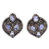 tanzanite and diamond pear shaped studs earrings oxidized sterling silver
