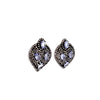 tanzanite and diamond pear shaped studs earrings oxidized sterling silver