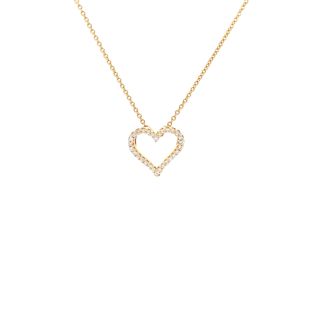 shared prong diamond heart shaped pendent 30 diamond  0.11 ctw 18k white gold