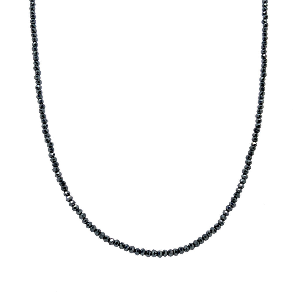 cultured tahitian black pearl and black spinel beads 34 inch necklace.