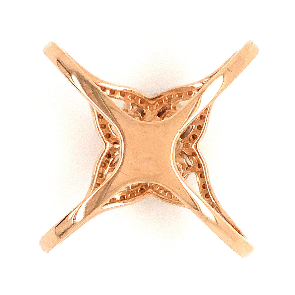 rose gold star diamond band statement  "x"  ring in 18 kt gold
