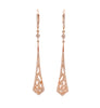 vintage inspired lavalier drop diamond earrings in 14 kt rose gold.
