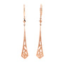 vintage inspired lavalier drop diamond earrings in 14 kt rose gold.