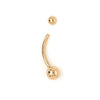 belly button ring in 14 kt yellow gold barbell piercing simple design.